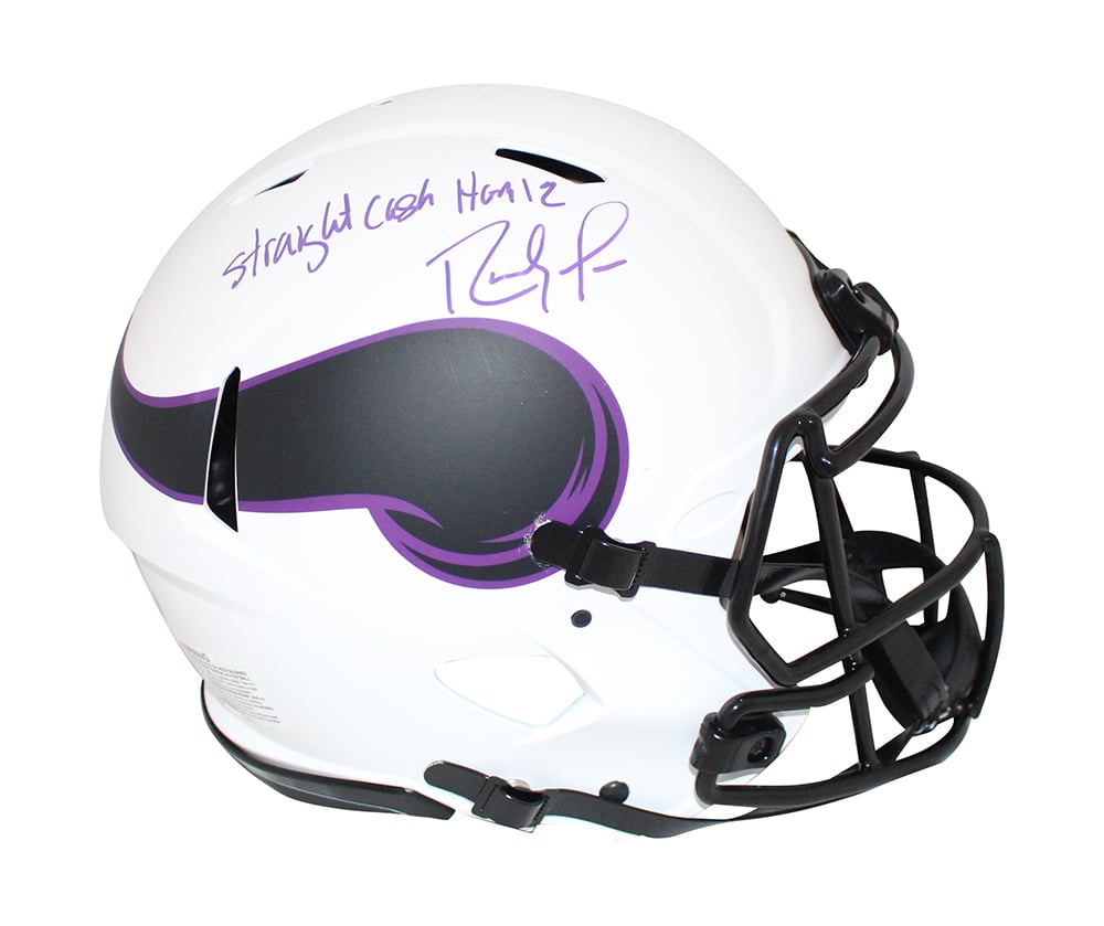 Randy Moss Minnesota Vikings Authentic Lunar Signed Helmet Straight Cash BAS-Powers Sports Memorabilia