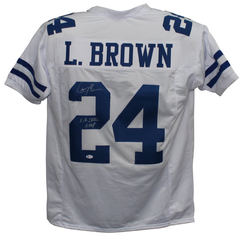 Larry Brown Pro Style White XL Signed Jersey SB XXX MVP BAS-Powers Sports Memorabilia