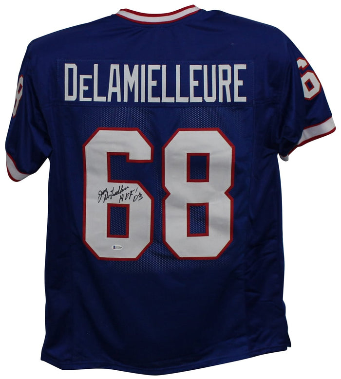 Joe DeLamielleure Signed Pro Style Blue XL Jersey HOF – Beckett Authenticated-Powers Sports Memorabilia
