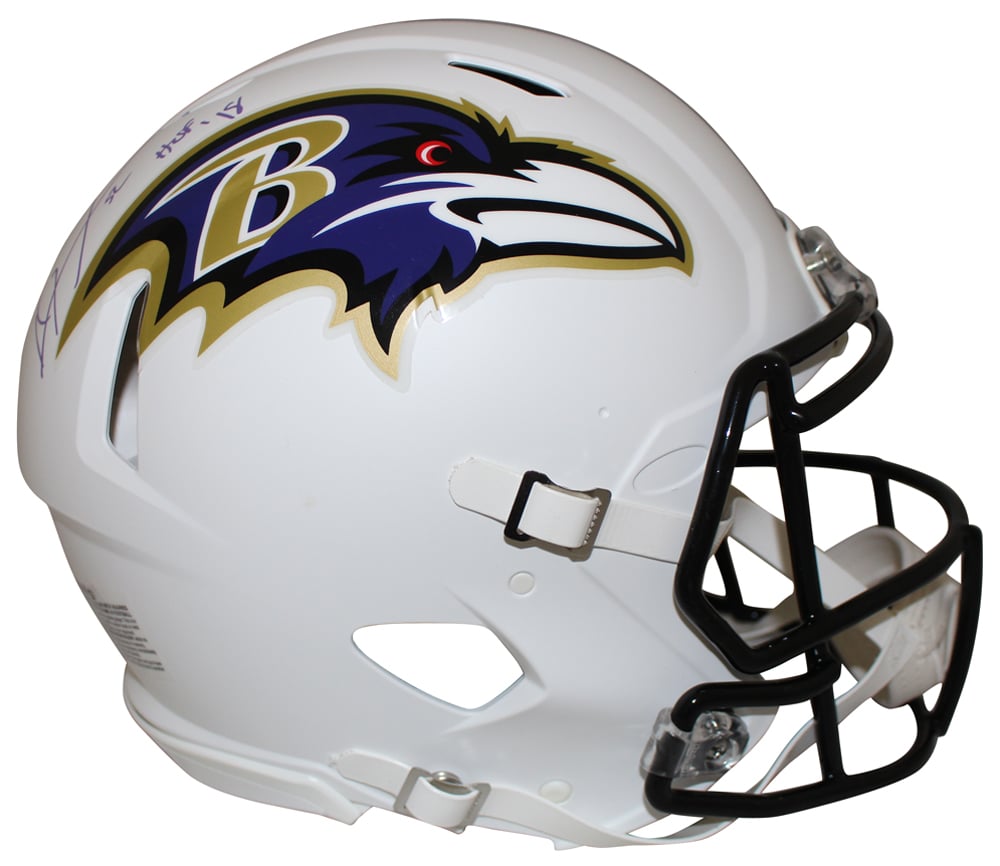 Ray Lewis Baltimore Ravens Signed Full Size Helmet - Flat White Authentic HOF Beckett-Powers Sports Memorabilia