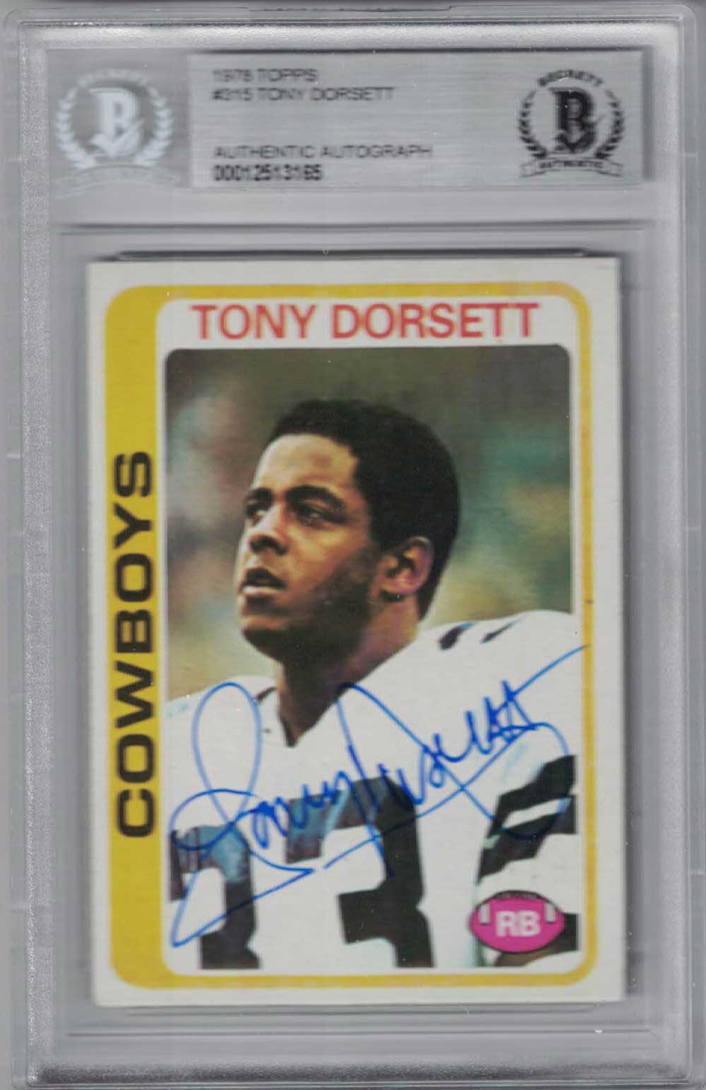 Tony Dorsett Dallas Cowboys Signed Card - 1978 Topps BAS Slab Beckett-Powers Sports Memorabilia