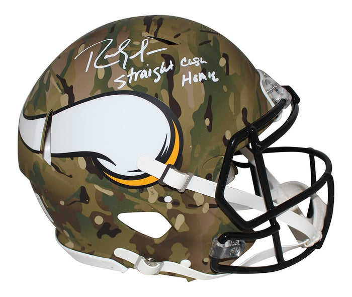Randy Moss Signed Vikings Authentic Camo Speed Helmet Straight Cash – Beckett Authenticated-Powers Sports Memorabilia