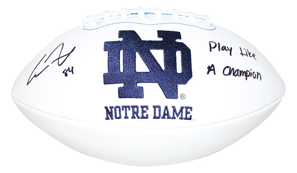 Cole Kmet Notre Dame Logo Signed Football Play Like Champion BAS-Powers Sports Memorabilia