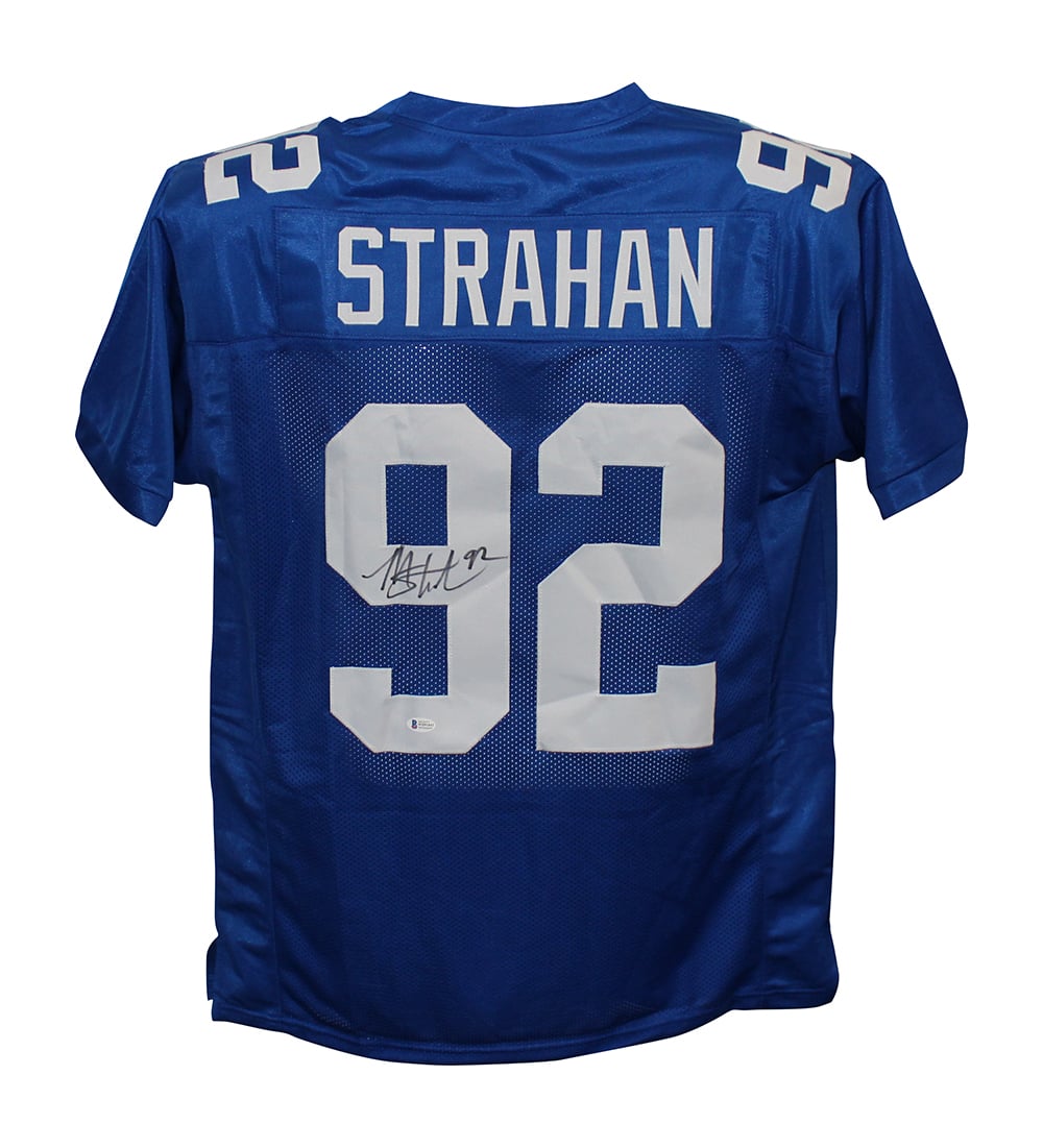 Michael Strahan Signed Pro Style Blue XL Jersey – Beckett Authenticated-Powers Sports Memorabilia
