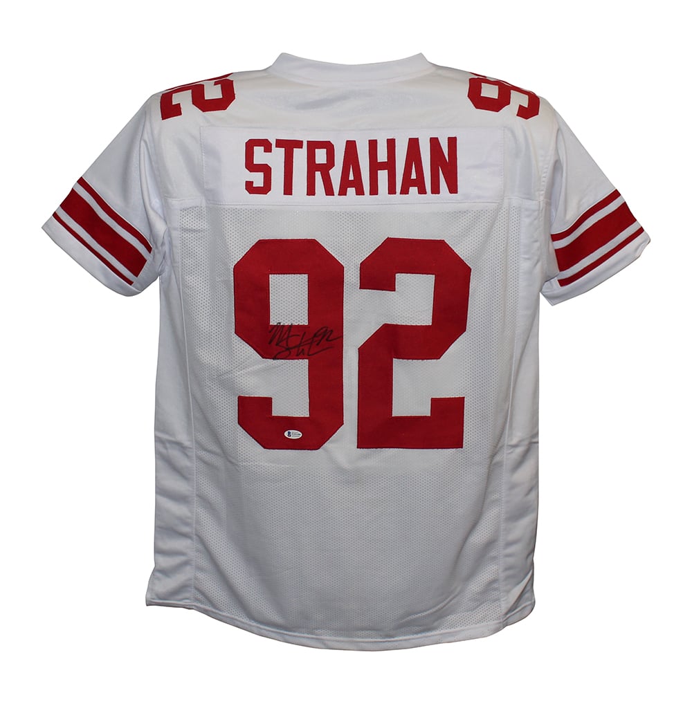 Michael Strahan Signed Pro Style White XL Jersey – Beckett Authenticated-Powers Sports Memorabilia