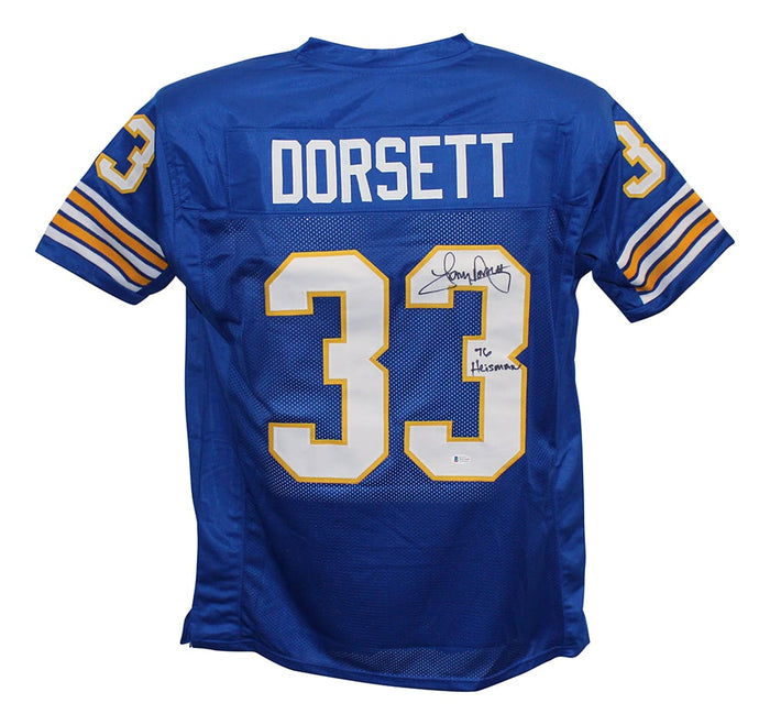 Tony Dorsett Signed College Style Blue XL Jersey Heisman – Beckett Authenticated-Powers Sports Memorabilia