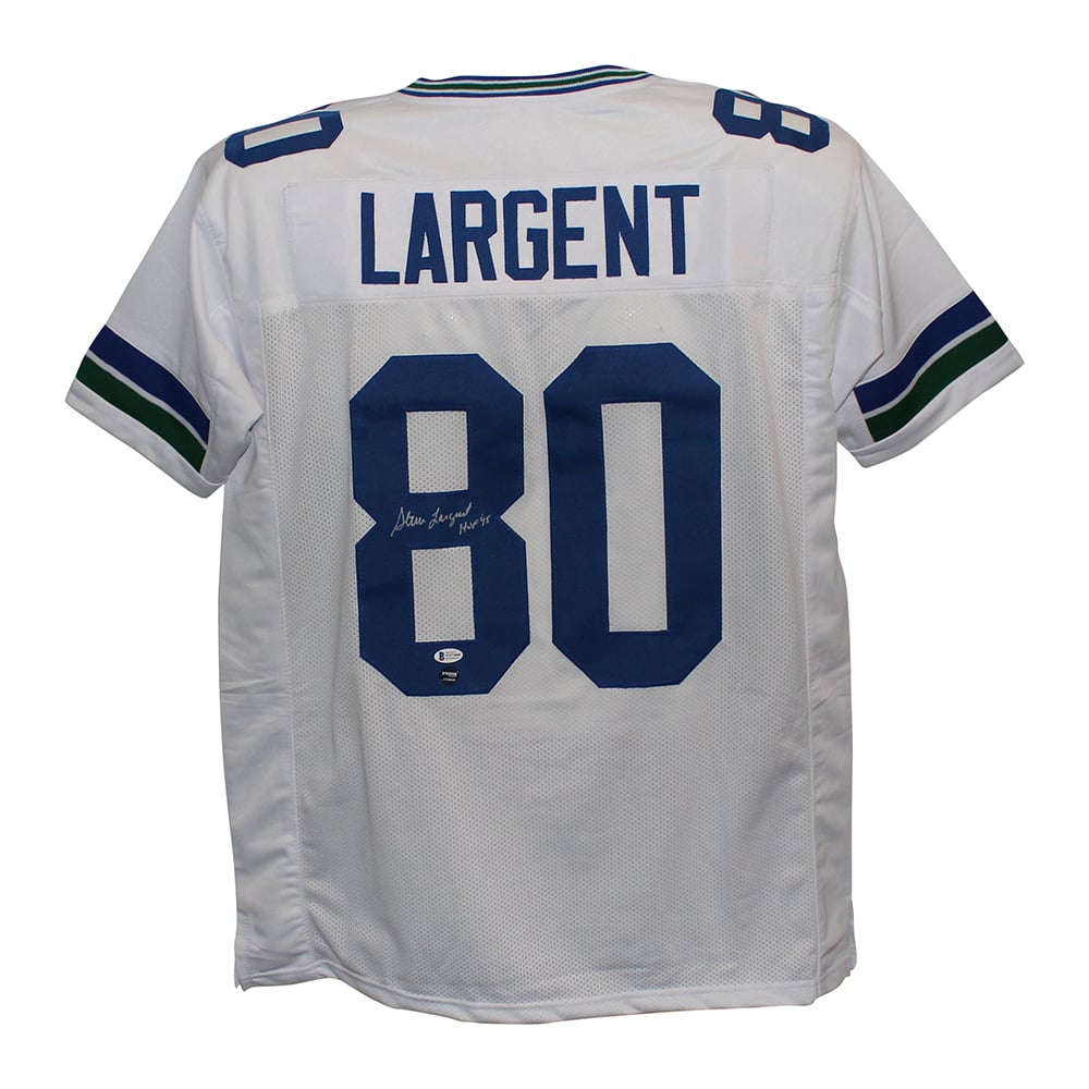 Steve Largent Signed Pro Style White XL Jersey HOF – Beckett Authenticated-Powers Sports Memorabilia