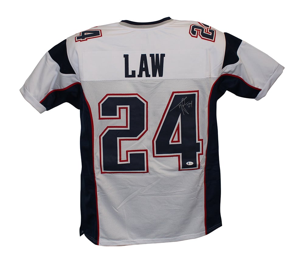 Ty Law Signed Pro Style White XL Jersey – Beckett Authenticated-Powers Sports Memorabilia