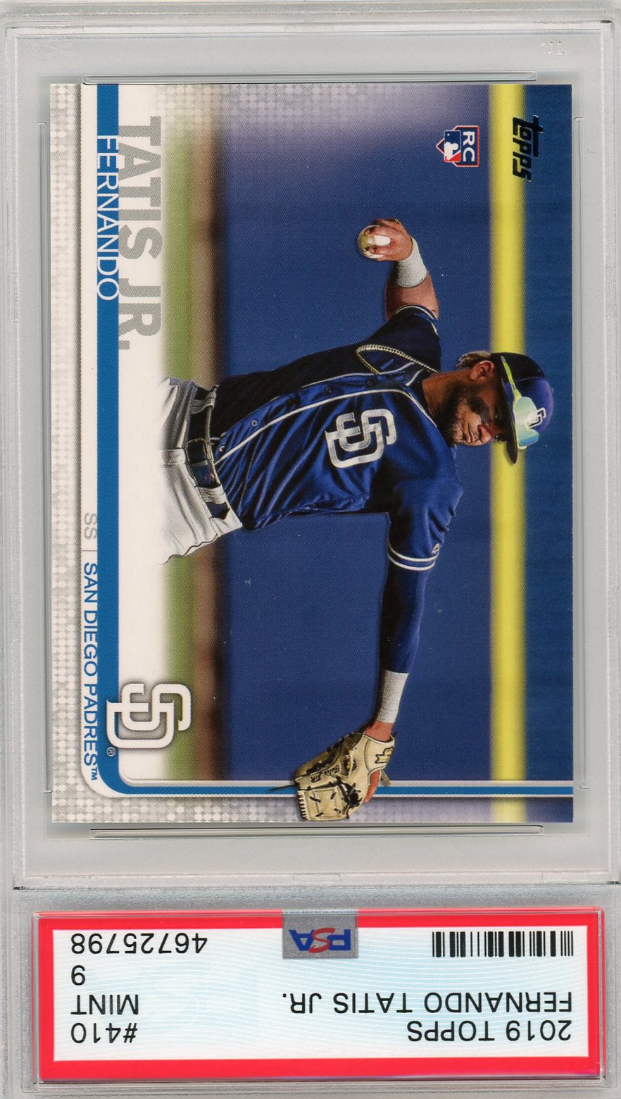 Fernando Tatis Jr 2019 Topps Baseball Rookie Card RC #410 Graded PSA 9 MINT-Powers Sports Memorabilia