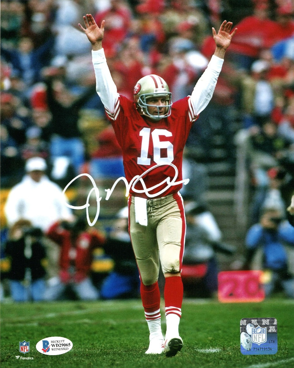 Joe Montana Autographed San Francisco 49ers 8x10 Photo Beckett Witnessed-Powers Sports Memorabilia