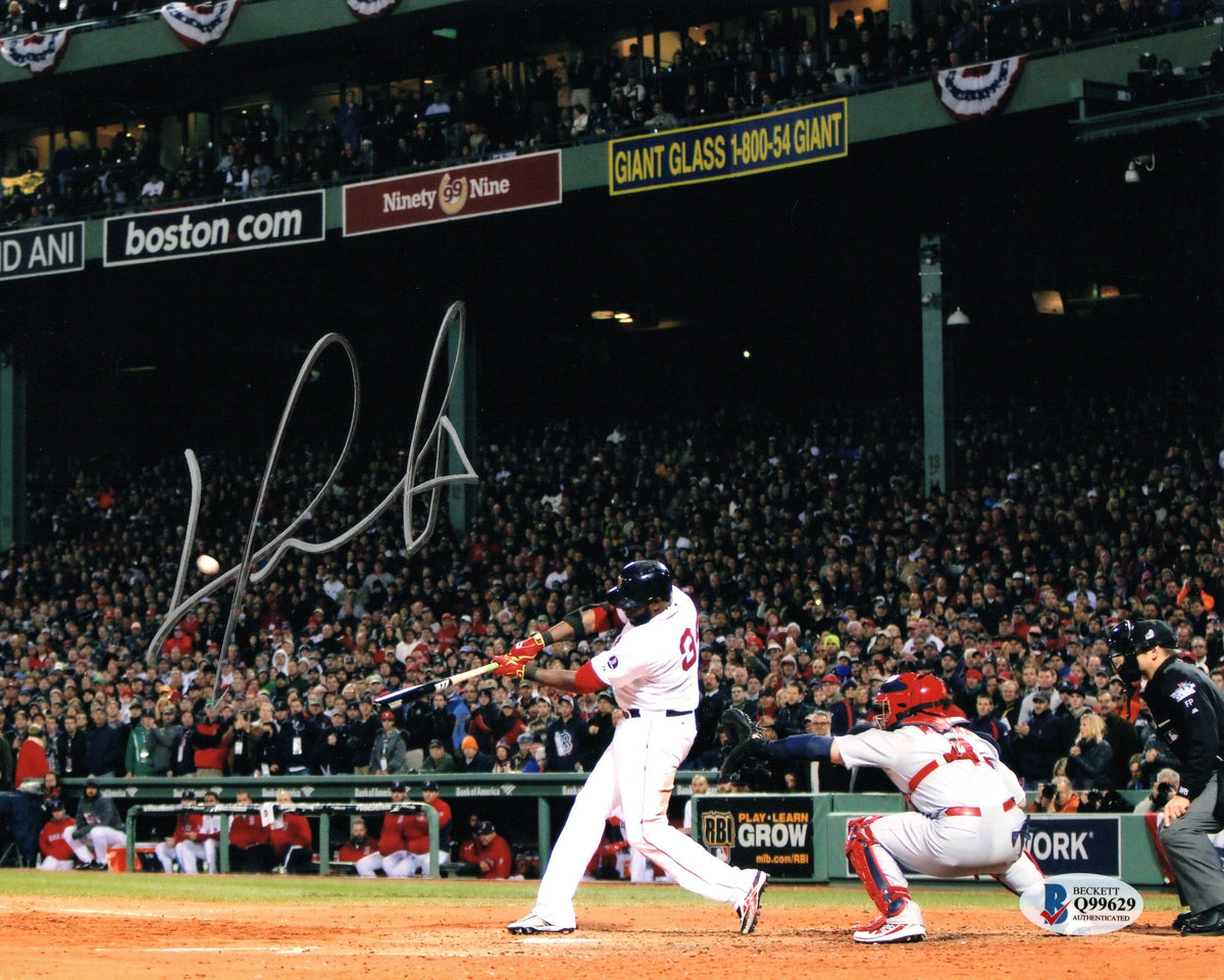 David Ortiz Autographed Boston Red Sox 2013 World Series 8x10 Photo Beckett Witnessed-Powers Sports Memorabilia