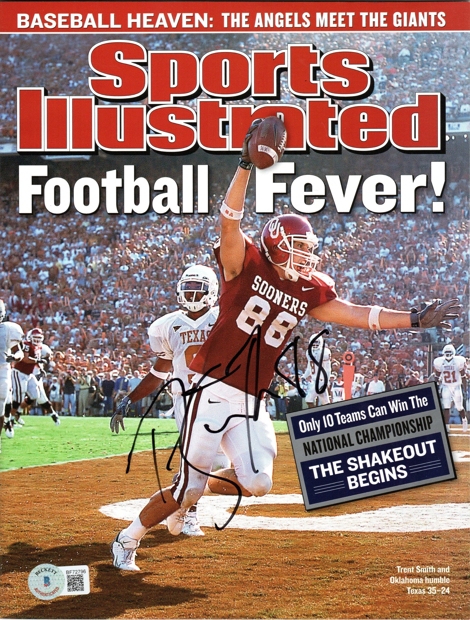 Trent Smith Signed Oklahoma Sooners Sports Illustrated 10/21/2002 - Beckett-Powers Sports Memorabilia