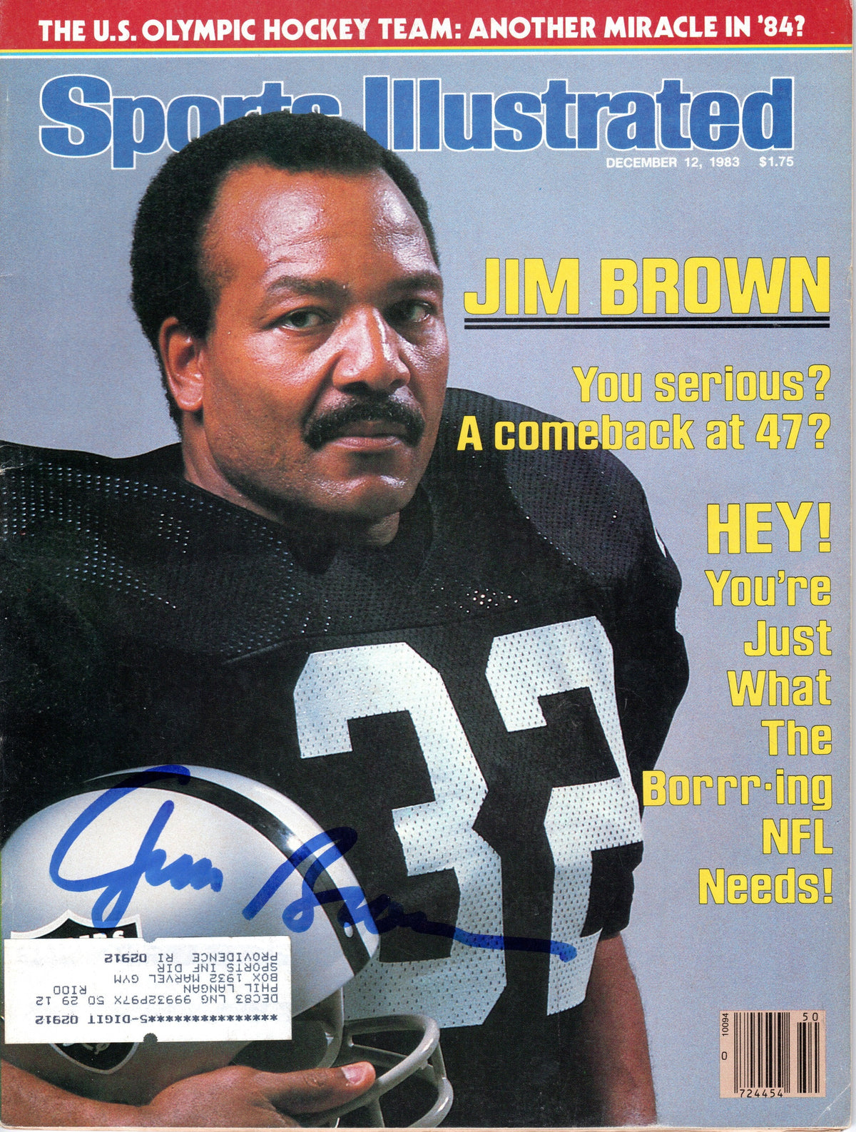 Jim Brown Signed Cleveland Browns Raiders Sports Illustrated 12/12/83 Beckett BH24217-Powers Sports Memorabilia