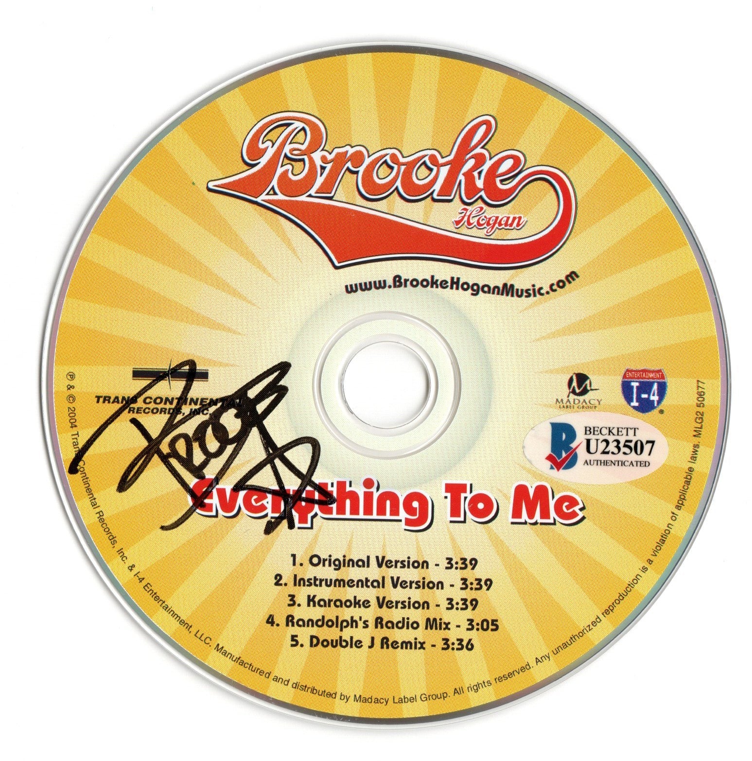Brooke Hogan Signed Everything To Me CD Disc With Cover - Beckett-Powers Sports Memorabilia