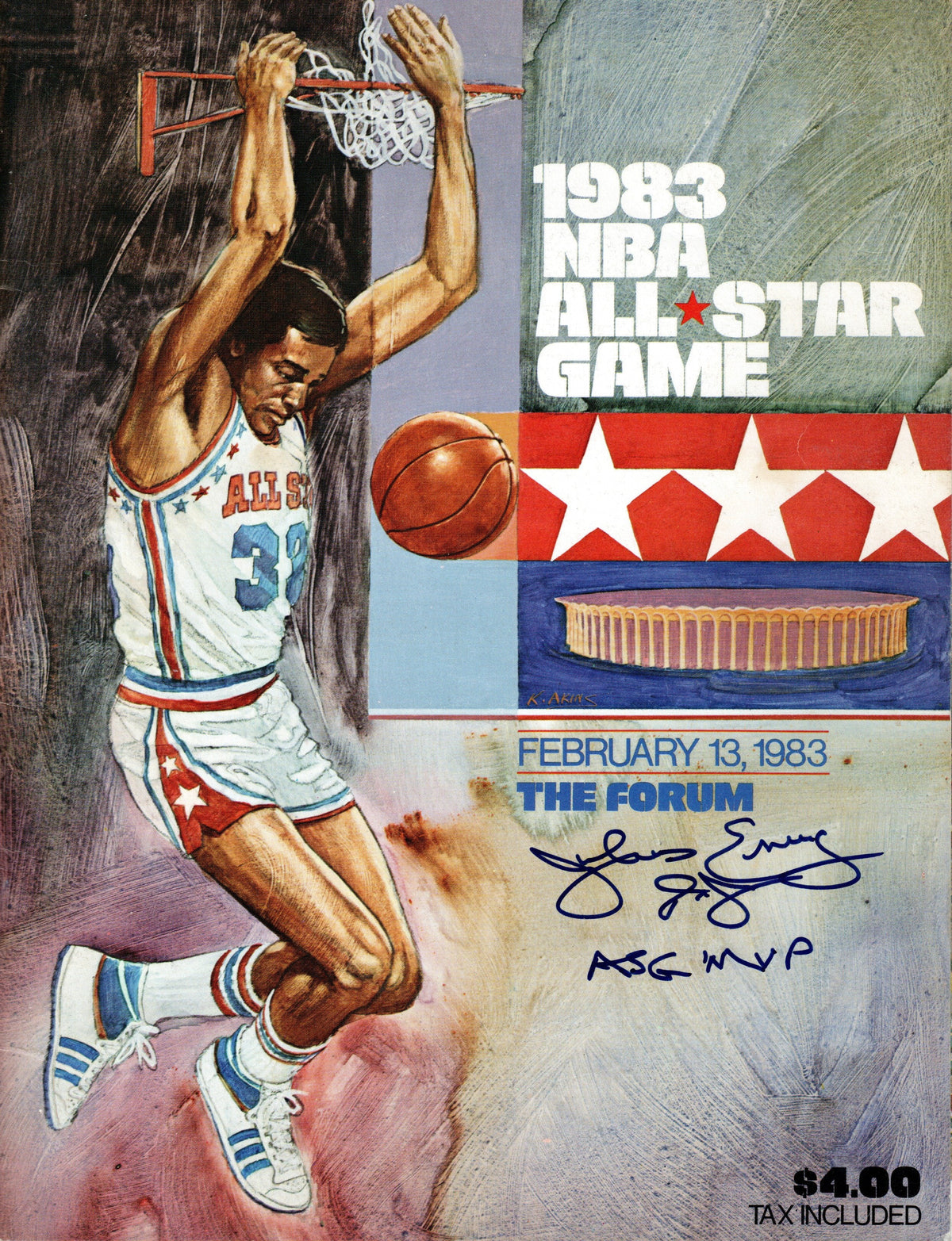 Julius Dr. J Erving Autographed Philadelphia 76ers 1983 All Star Game Program W/ ASG MVP Beckett Witnessed-Powers Sports Memorabilia