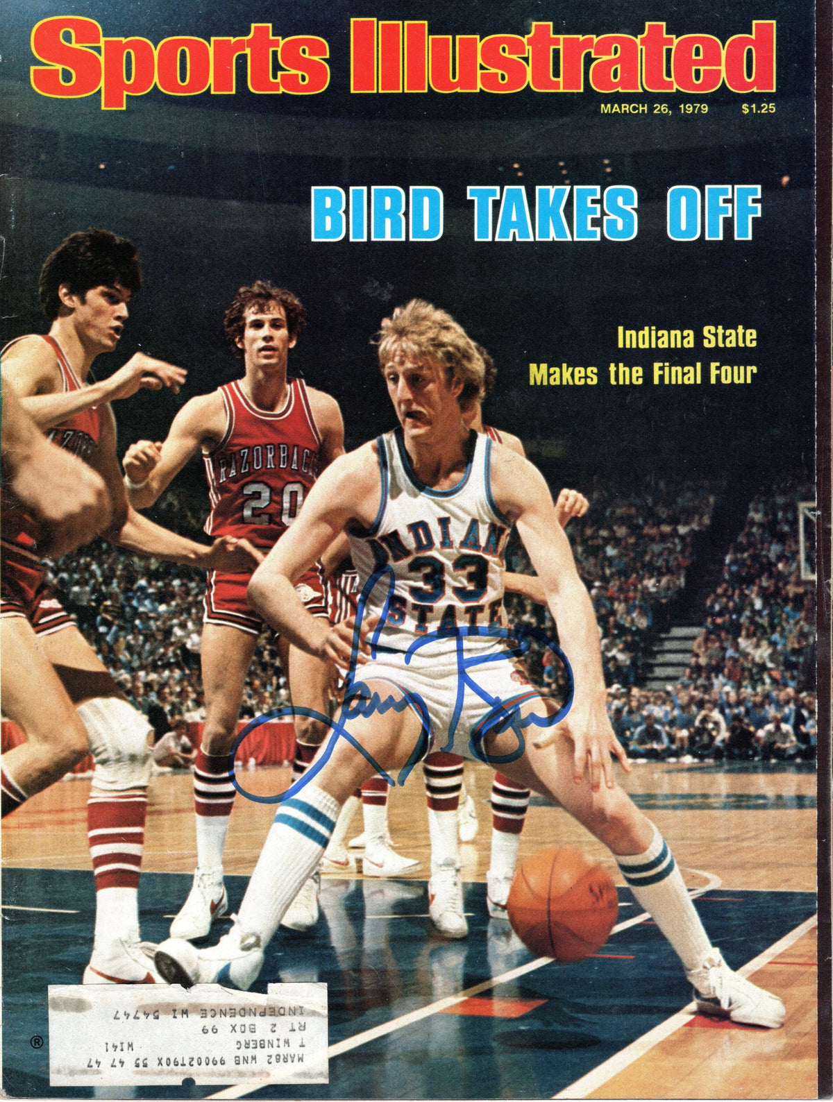 Larry Bird Autographed Boston Celtics Indiana State Sports Illustrated 3/26/79 Beckett Witnessed-Powers Sports Memorabilia