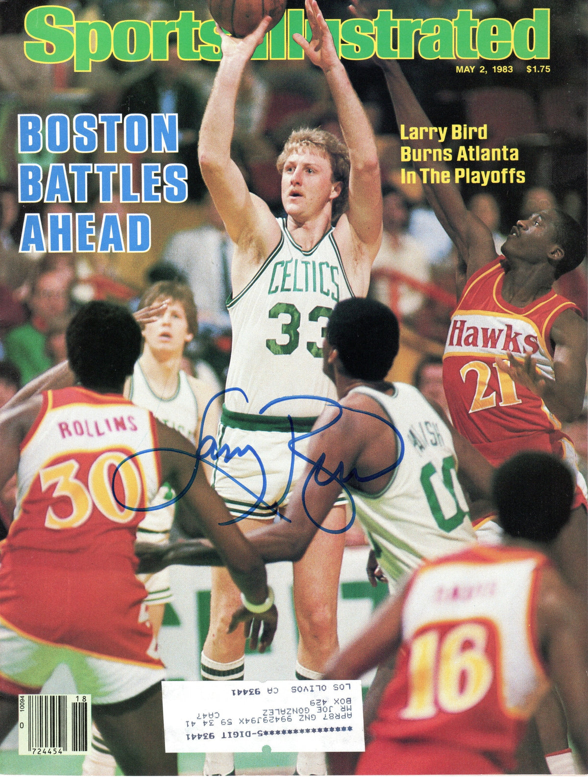 Larry Bird Signed Boston Celtics Sports Illustrated 5/2/83 - Beckett-Powers Sports Memorabilia