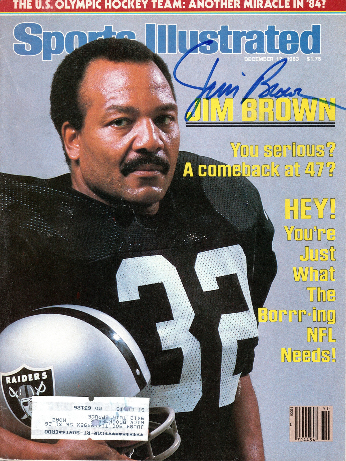 Jim Brown Signed Cleveland Browns Raiders Sports Illustrated 12/12/83 Beckett Authenticated BH24216-Powers Sports Memorabilia