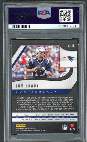 Tom Brady 2019 Panini Prizm Football Card #18 Graded PSA 10 GEM MINT-Powers Sports Memorabilia