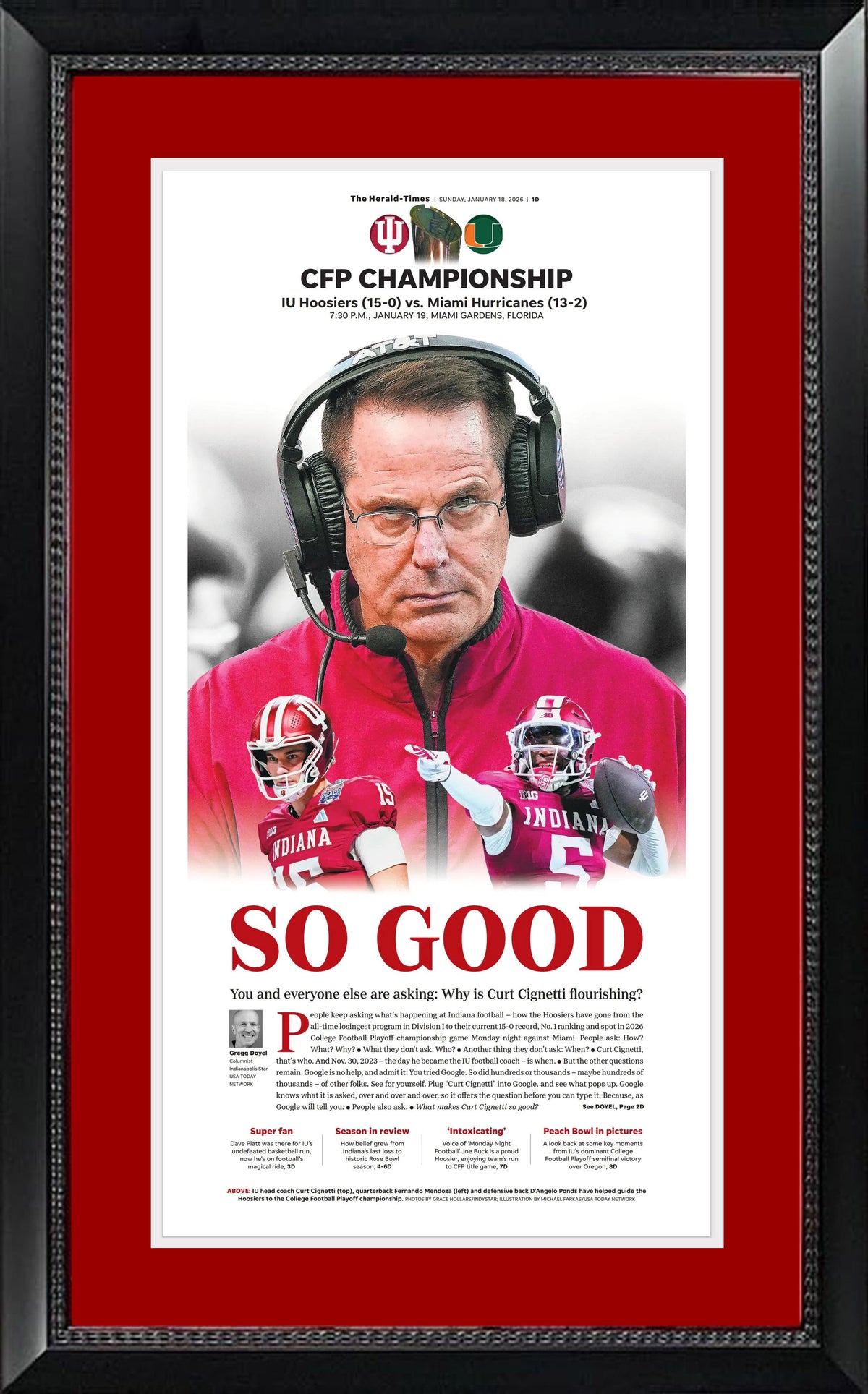 Indiana Hoosiers Championship Run Original Herald-Times Newspaper Framed 14x26 (ships late February)-Powers Sports Memorabilia