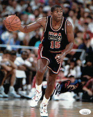 Magic Johnson Autographed Team USA Olympic Dream Team 8X10 Photo- JSA Hologram (HOF/LA Lakers)-Powers Sports Memorabilia