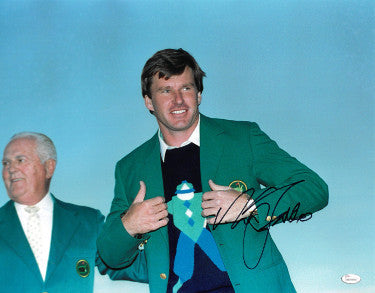 Nick Faldo Autographed PGA 11X14 Photo- JSA Hologram (1990 Augusta National Masters Championship green jacket- vertical)-Powers Sports Memorabilia