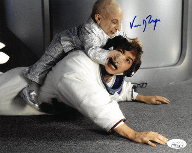 Verne Troyer Autographed Austin Powers Mini Me 8x10 Photo- JSA Hologram (horizontal- fight with Austin Powers/Mike Myers)-Powers Sports Memorabilia