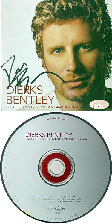 Dierks Bentley Autographed 2008 Greatest Hits/Every Mile A Memory Album CD Cover/CD/Case- JSA #AC92547-Powers Sports Memorabilia