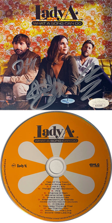 Lady Antebellum Band (Lady A) 2021 What A Song Can Do Album Cover w/ CD- JSA #AC92549- Hillary Scott/Charles Kelley/Dave Haywood-Powers Sports Memorabilia