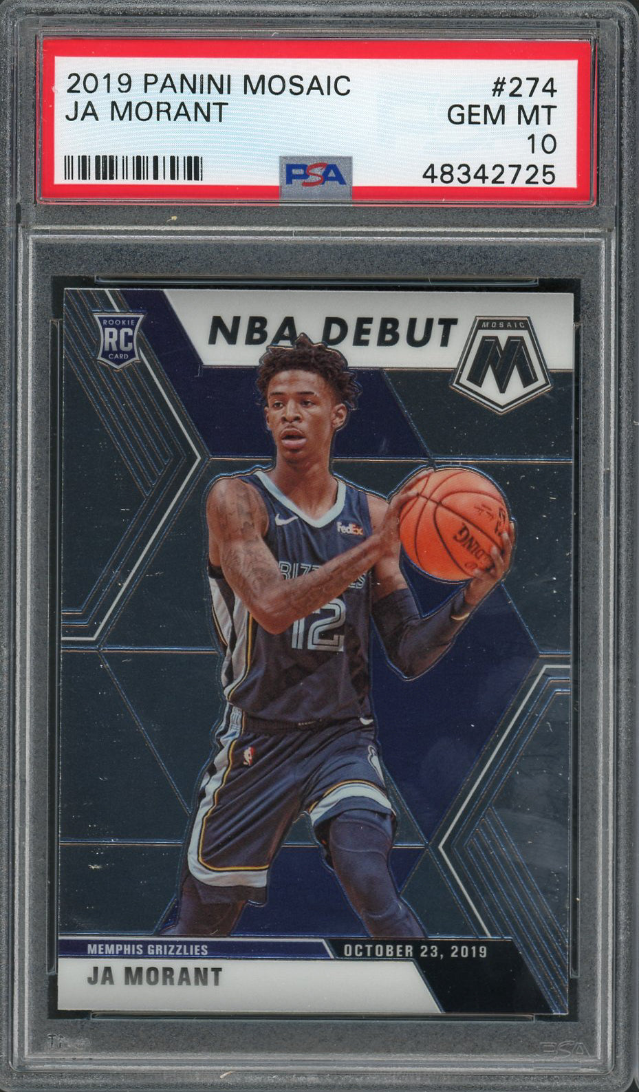 Ja Morant 2019 Panini Mosaic Basketball Rookie Card RC #274 Graded PSA 10-Powers Sports Memorabilia