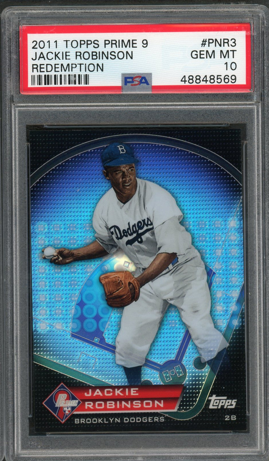 Jackie Robinson Brooklyn Dodgers 2011 Topps Prime Redemption Baseball Card #PNR3 Graded PSA 10 GEM MINT-Powers Sports Memorabilia