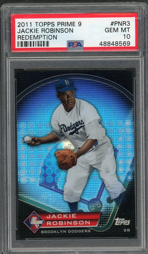 Jackie Robinson Brooklyn Dodgers 2011 Topps Prime Redemption Baseball Card #PNR3 Graded PSA 10 GEM MINT-Powers Sports Memorabilia