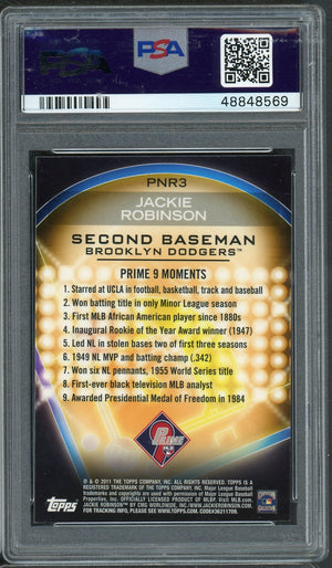 Jackie Robinson Brooklyn Dodgers 2011 Topps Prime Redemption Baseball Card #PNR3 Graded PSA 10 GEM MINT-Powers Sports Memorabilia