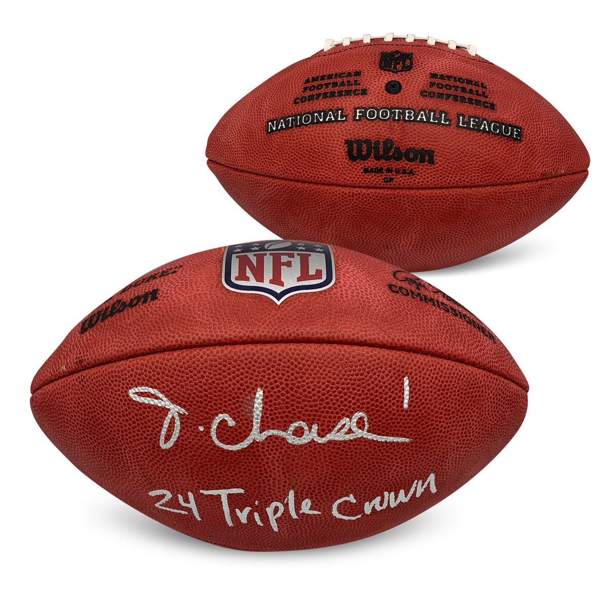 Ja'Marr Chase Autographed NFL Authentic Duke Signed Game Football 2024 TRIPLE CROWN Beckett COA-Powers Sports Memorabilia