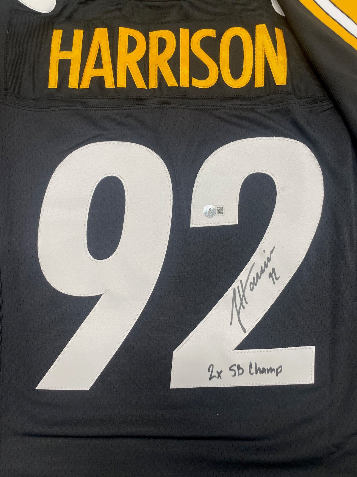 James Harrison Autographed Pittsburgh Steelers Signed Mitchell and Ness Football Jersey 2 x SB CHAMP Beckett COA-Powers Sports Memorabilia