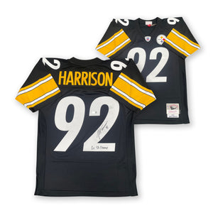James Harrison Autographed Pittsburgh Steelers Signed Mitchell and Ness Football Jersey 2 x SB CHAMP Beckett COA-Powers Sports Memorabilia