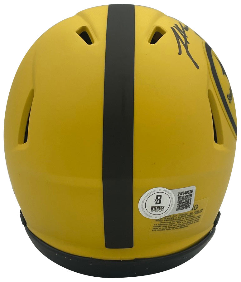 James Harrison Autographed Pittsburgh Steelers Signed Rave Football Mini Helmet Beckett COA-Powers Sports Memorabilia