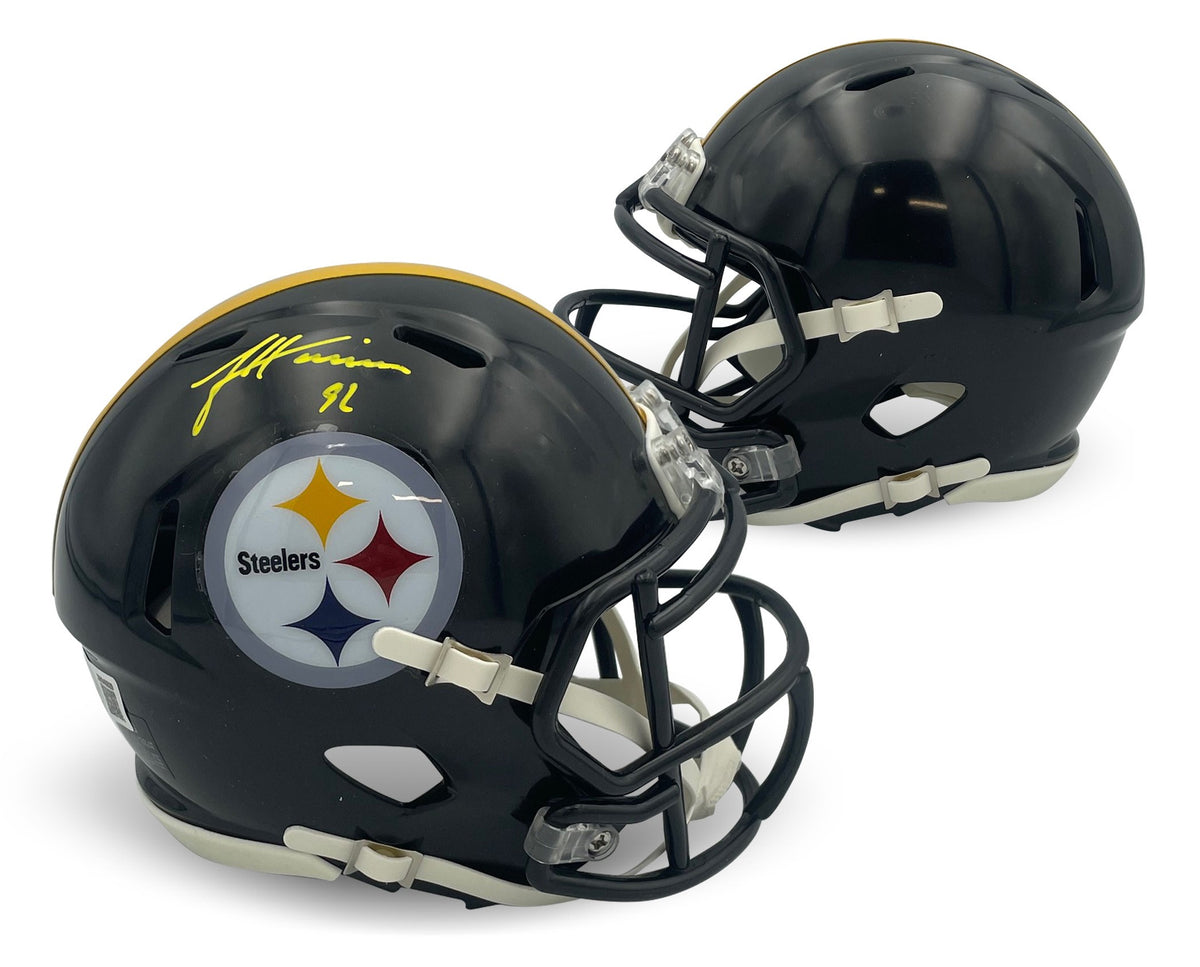 James Harrison Autographed Pittsburgh Steelers Signed Football Mini Helmet Beckett COA-Powers Sports Memorabilia