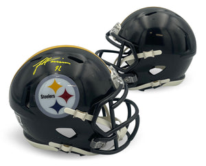 James Harrison Autographed Pittsburgh Steelers Signed Football Mini Helmet Beckett COA-Powers Sports Memorabilia