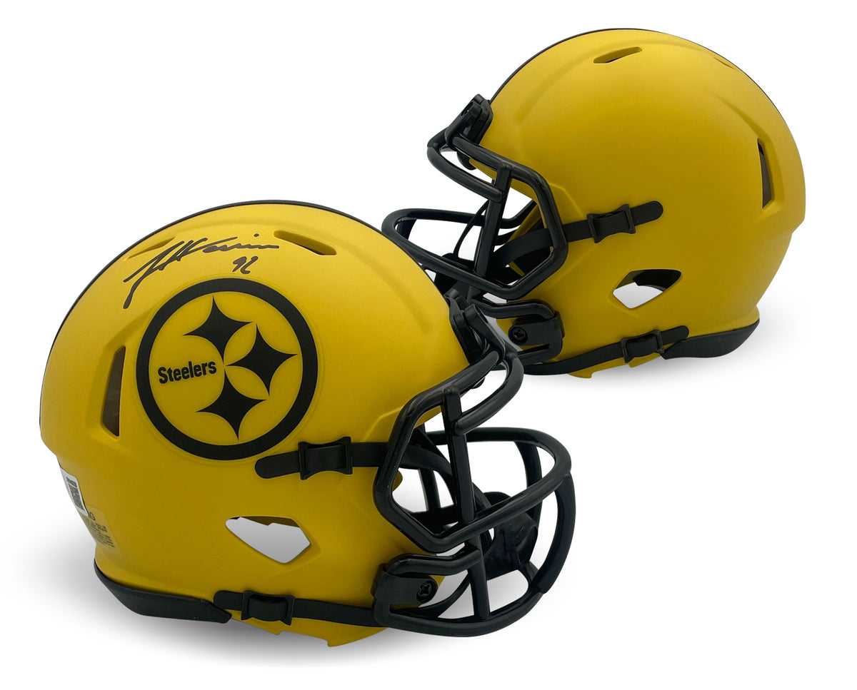 James Harrison Autographed Pittsburgh Steelers Signed Rave Football Mini Helmet Beckett COA-Powers Sports Memorabilia