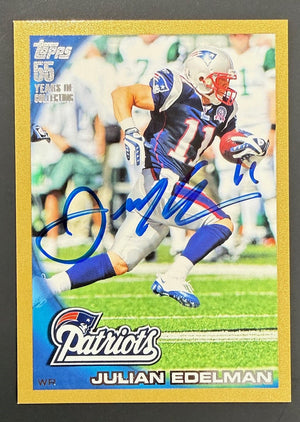 Julian Edelman 2010 Topps Gold Signed Football Rookie Card #325 Auto JSA COA 1419/2010 #WC301565-Powers Sports Memorabilia