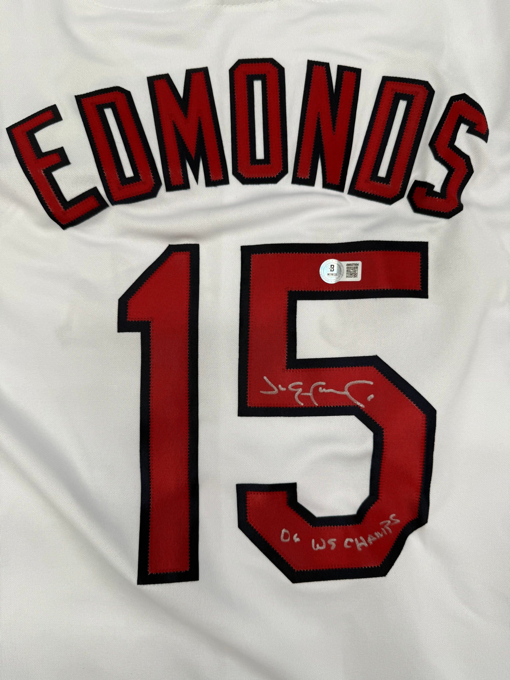 Jim Edmonds Autographed St Louis Signed 2006 World Series Majestic Baseball Jersey Beckett COA-Powers Sports Memorabilia