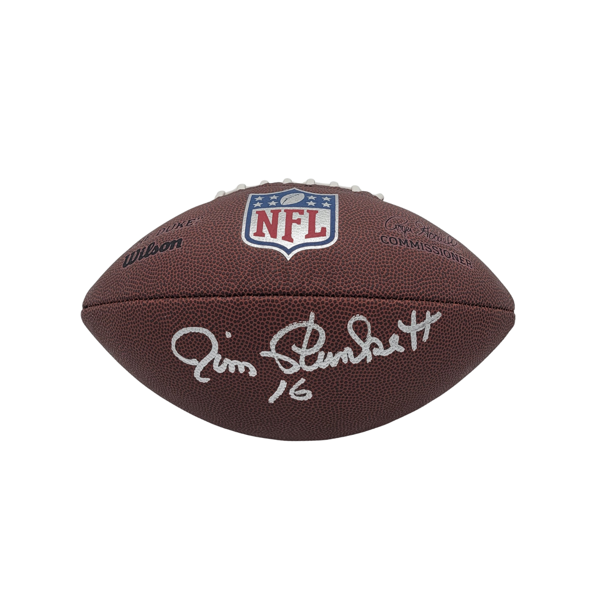 Jim Plunkett Signed Raiders Duke Replica Football | - Beckett-Powers Sports Memorabilia
