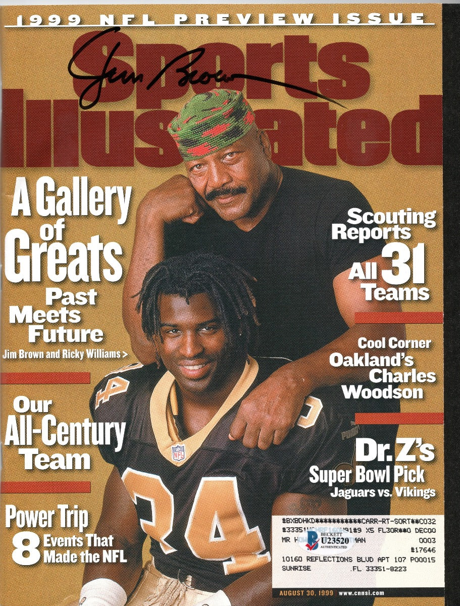 Jim Brown Autographed Cleveland Browns Sports Illustrated 8/30/99 Beckett Authenticated-Powers Sports Memorabilia