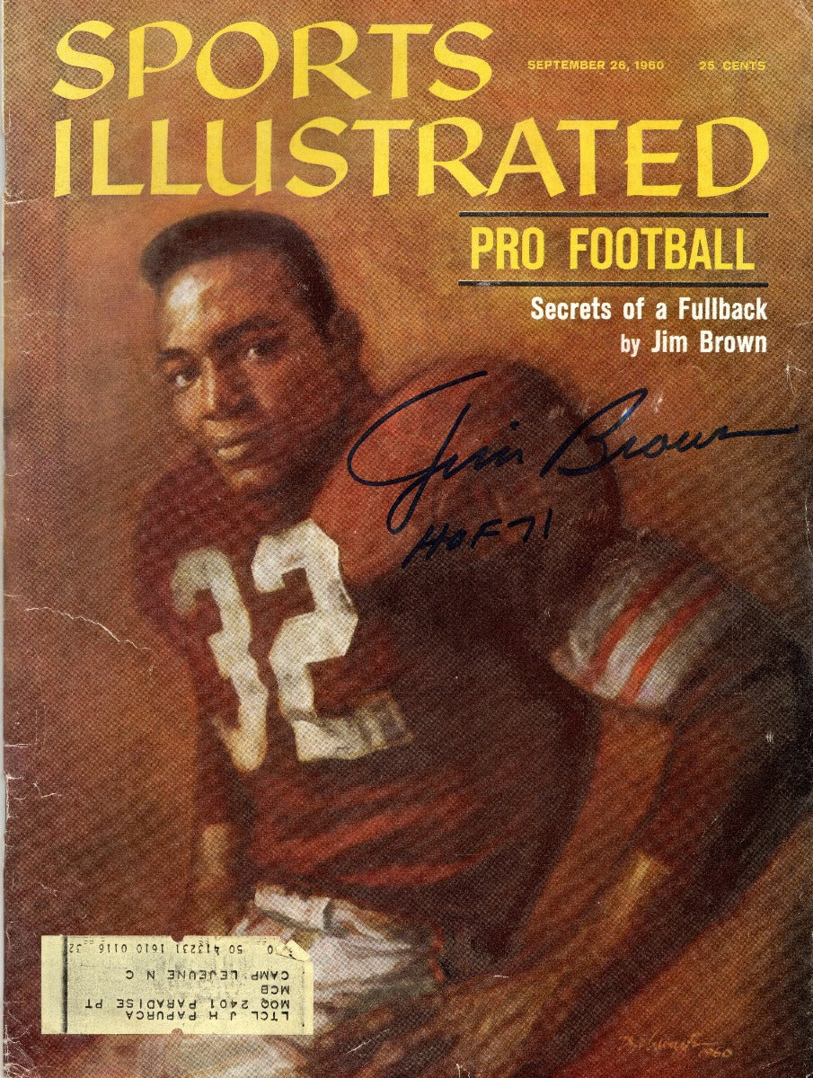 Jim Brown Autographed Cleveland Browns Sports Illustrated 9/26/60 W/ HOF 71 JSA Witnessed WP085687-Powers Sports Memorabilia