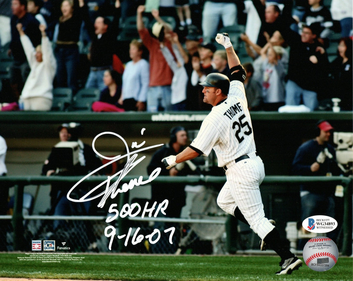 Jim Thome Autographed Chicago White Sox 500th Home Run 8x10 Photo W/ 500 HR 9-16-07 Beckett Witnessed-Powers Sports Memorabilia