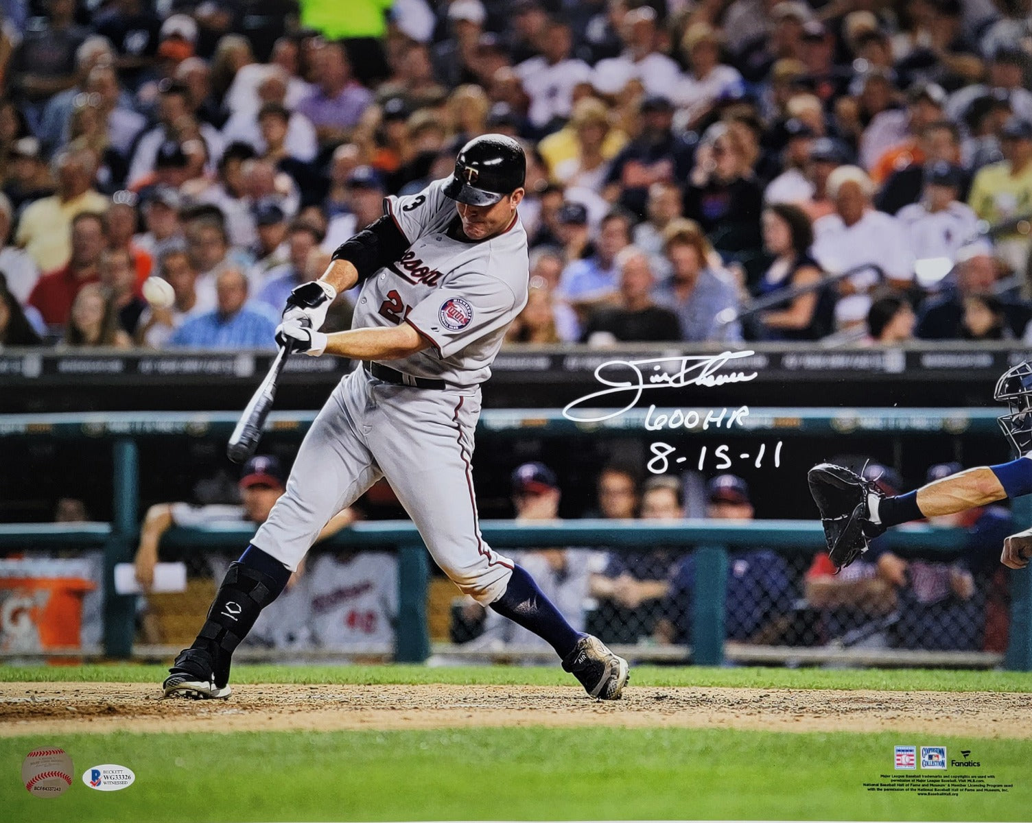 Jim Thome Signed Minnesota Twins 600th Home Run 16x20 Photo W/ 600 HR 8-15-11 - Beckett-Powers Sports Memorabilia