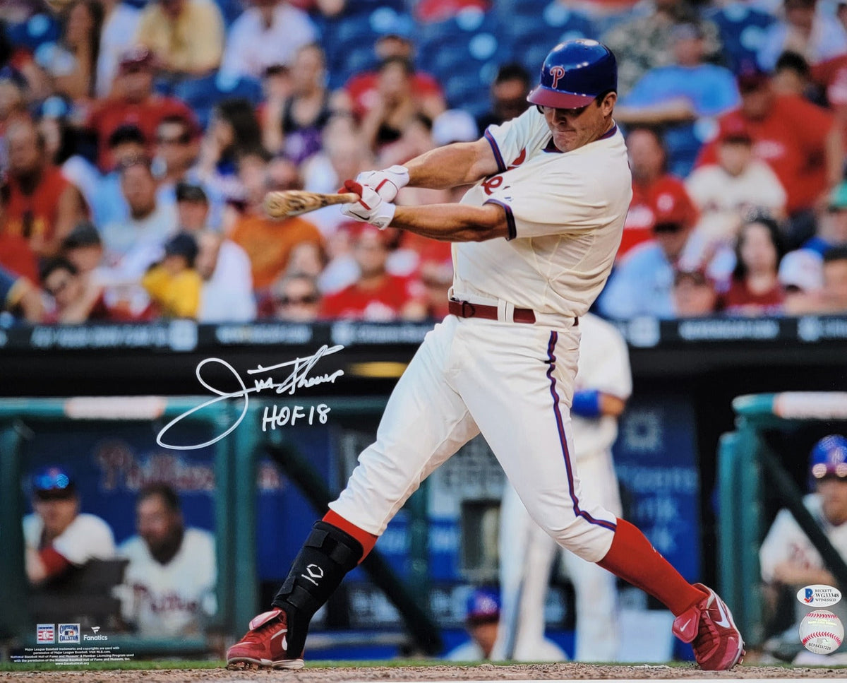 Jim Thome Autographed Philadelphia Phillies 16x20 Photo W/ HOF 18 Beckett Witnessed-Powers Sports Memorabilia