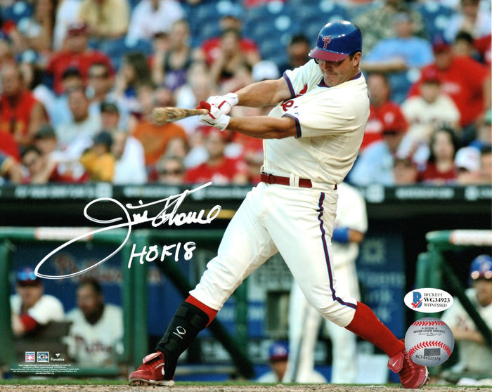 Jim Thome Signed Philadelphia Phillies 8x10 Photo W/ HOF 18 - Beckett-Powers Sports Memorabilia