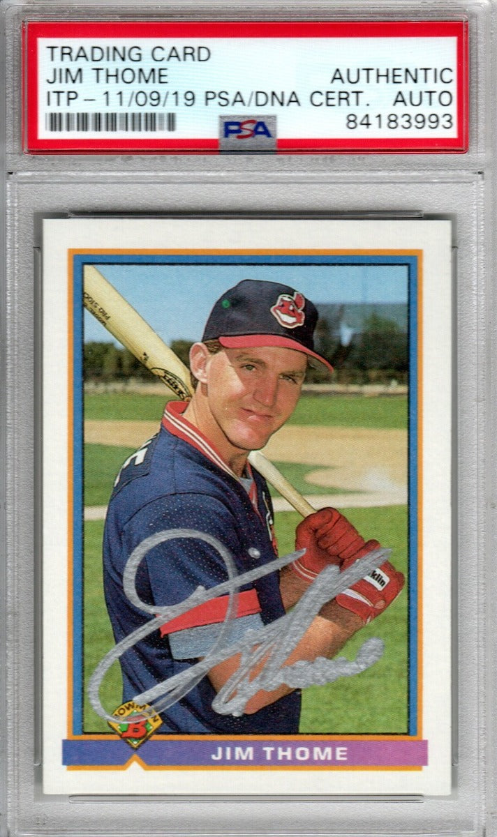 Jim Thome Autographed Cleveland Indians Encapsulated 1991 Bowman #68 Rookie Card PSA ITP-Powers Sports Memorabilia
